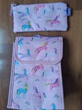 Unicorn Lunch Bag and Pencil Case - Pink, Never used
